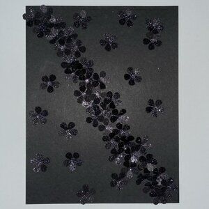🖤✨ Black Glitter Flower Embellishment Artwork | Elegant Décor | 8.5” x 11” 🌸💫